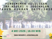 PENGUMUMAN KELULUSAN MURID SMA NEGERI 1 JOGONALAN TAHUN AJARAN 2025/2026